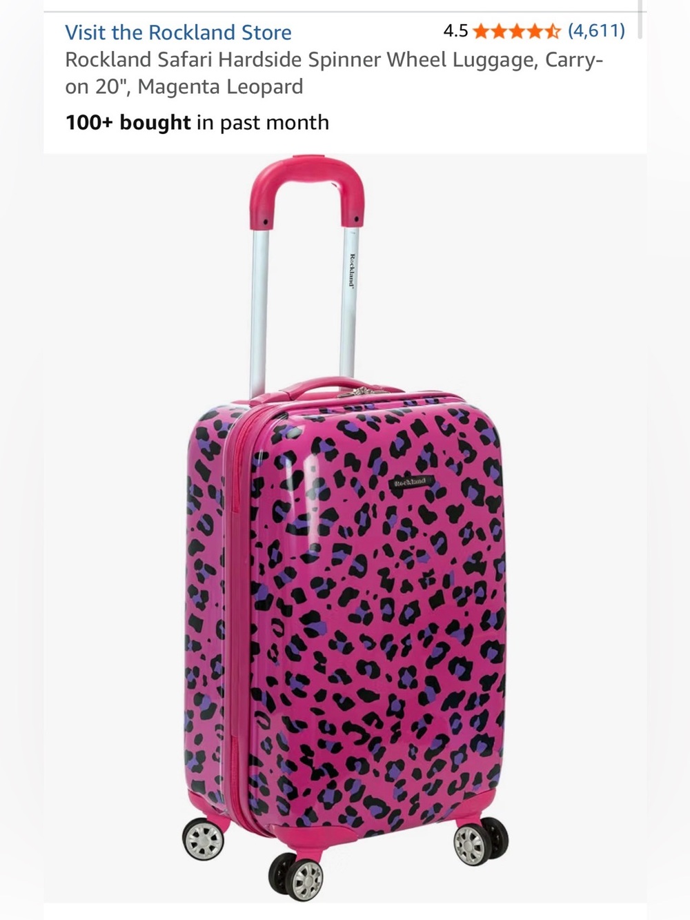 Magenta Leopard Hardside Carry-On Spinner